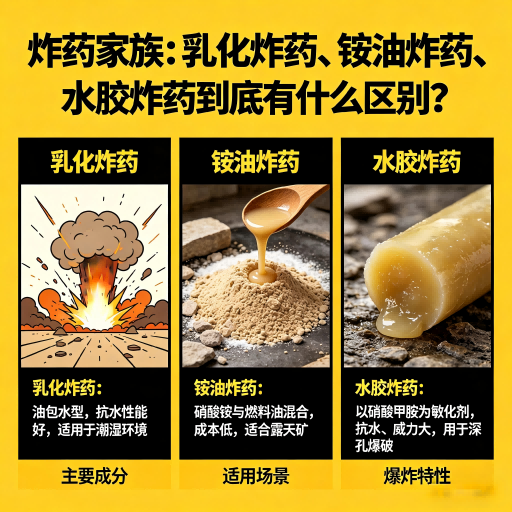 襄州炸药家族：乳化炸药、铵油炸药、水胶炸药到底有什么区别？